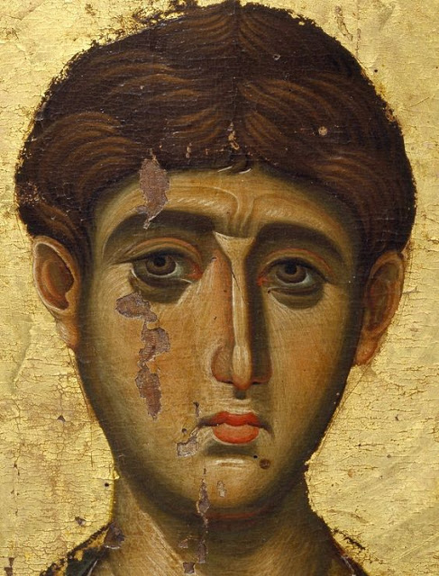      St. Demetrios by Manuel Panselinos In the Church of Protaton on Mount Athos (circa 1290 AD)